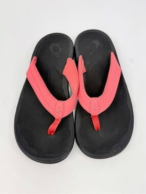 Olukai OHANA Coral Red Orthotic Arch Support Slip on FlipFlop Sandals